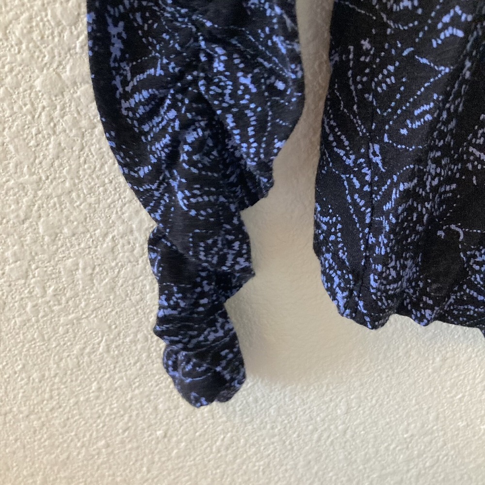 Free People Tunic Top Size Small Black & Blue Combo Loose Fit Crop Back Sahara - Picture 5 of 13